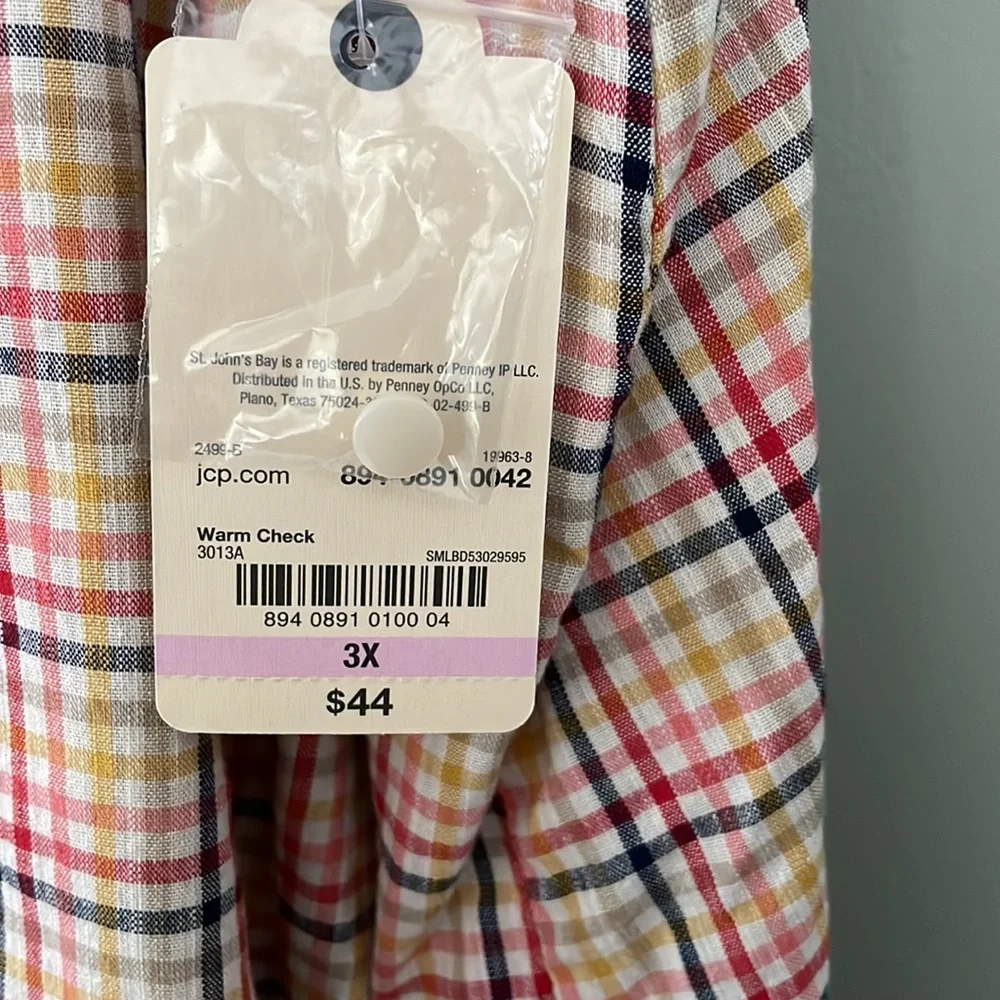 St John’s Bay Women’s checkered short sleeve top size 3X NWT - Picture 5 of 7